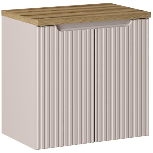 Lomadox Badezimmer Waschtischunterschrank 60cm, Kaschmir und Eiche, gerillte Front | 2 Softclose-Türen, 1 Einlegeboden Lomadox Badezimmer Waschtischunterschrank 60cm, Kaschmir und Eiche, gerillte Front | 2 Softclose-Türen, 1 Einlegeboden von Lomadox