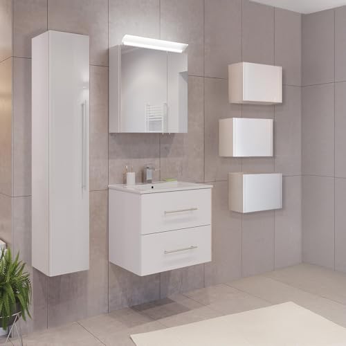 Lomadox Badezimmermöbel Badmöbel Set 2-teilig, Waschtisch Waschplatz 60cm breit mit Waschbecken 2 Softclose Schubladen und LED Spiegel, in weiß Lomadox Badezimmermöbel Badmöbel Set 2-teilig, Waschtisch Waschplatz 60cm breit mit Waschbecken 2 Softclose Schubladen und LED Spiegel, in weiß von Lomadox