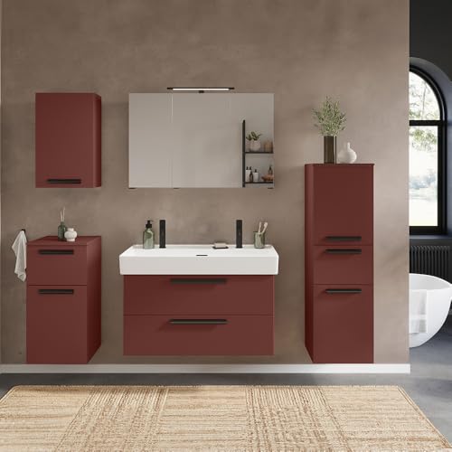 Lomadox Badezimmermöbel Komplett Set in rot, Spiegelschrank mit 3D-Funktion & Waschtisch mit Becken Lomadox Badezimmermöbel Komplett Set in rot, Spiegelschrank mit 3D-Funktion & Waschtisch mit Becken von Lomadox