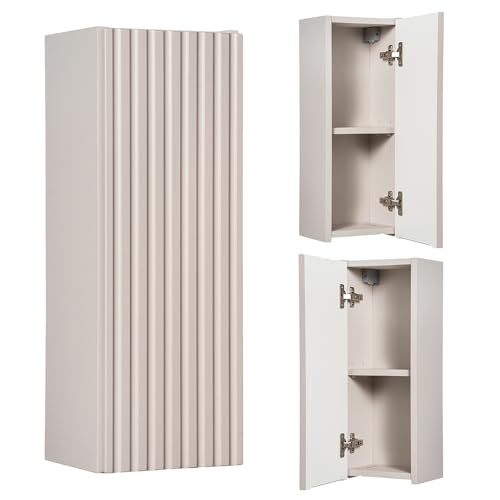 Lomadox Badezimmerschrank Hängeschrank 20cm Kaschmir beige gerillte Front Badschrank hängend 1-türig B/H/T ca. 20/57/19 cm von Lomadox