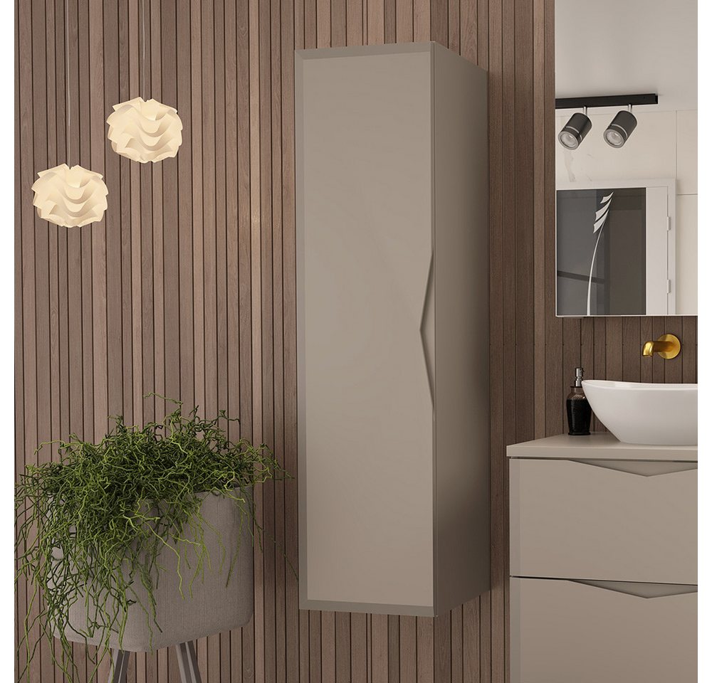 Lomadox Badmöbel-Set DORIDA-140, (Spar-Set, 3-St., Waschtisch Hochschrank Spiegel), Badezimmer Set inkl. Waschbecken modern in kaschmir von Lomadox