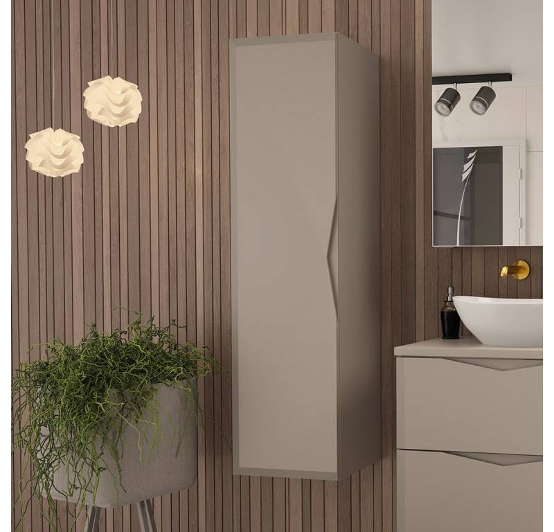 Lomadox Badmöbel-Set DORIDA-140, (Spar-Set, 3-St., Waschtisch Hochschrank Spiegel), Badezimmer Set inkl. Waschbecken modern in kaschmir von Lomadox
