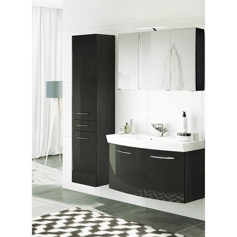 Lomadox Badmöbel-Set FLORIDO-03, (Spar-Set, 3-St), Badmöbel Set Hochglanz grau, : 155x200x47 cm Waschtisch mit 2 Türen von Lomadox