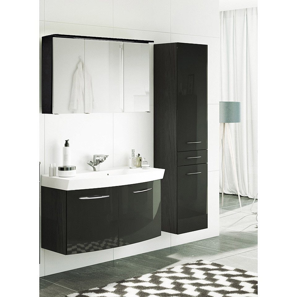 Lomadox Badmöbel-Set FLORIDO-03, (Spar-Set, 3-St), grau Waschtisch Hochschrank 155x200x47 cm Waschtisch 2 Türen von Lomadox