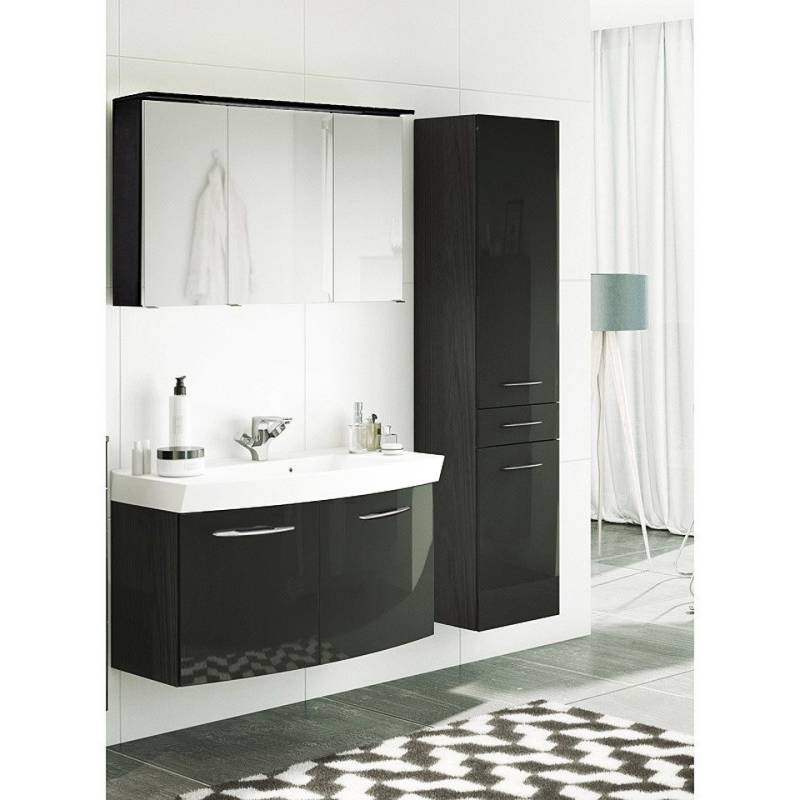 Lomadox Badmöbel-Set FLORIDO-03, (Spar-Set, 3-St), grau Waschtisch Hochschrank 155x200x47 cm Waschtisch 2 Türen von Lomadox