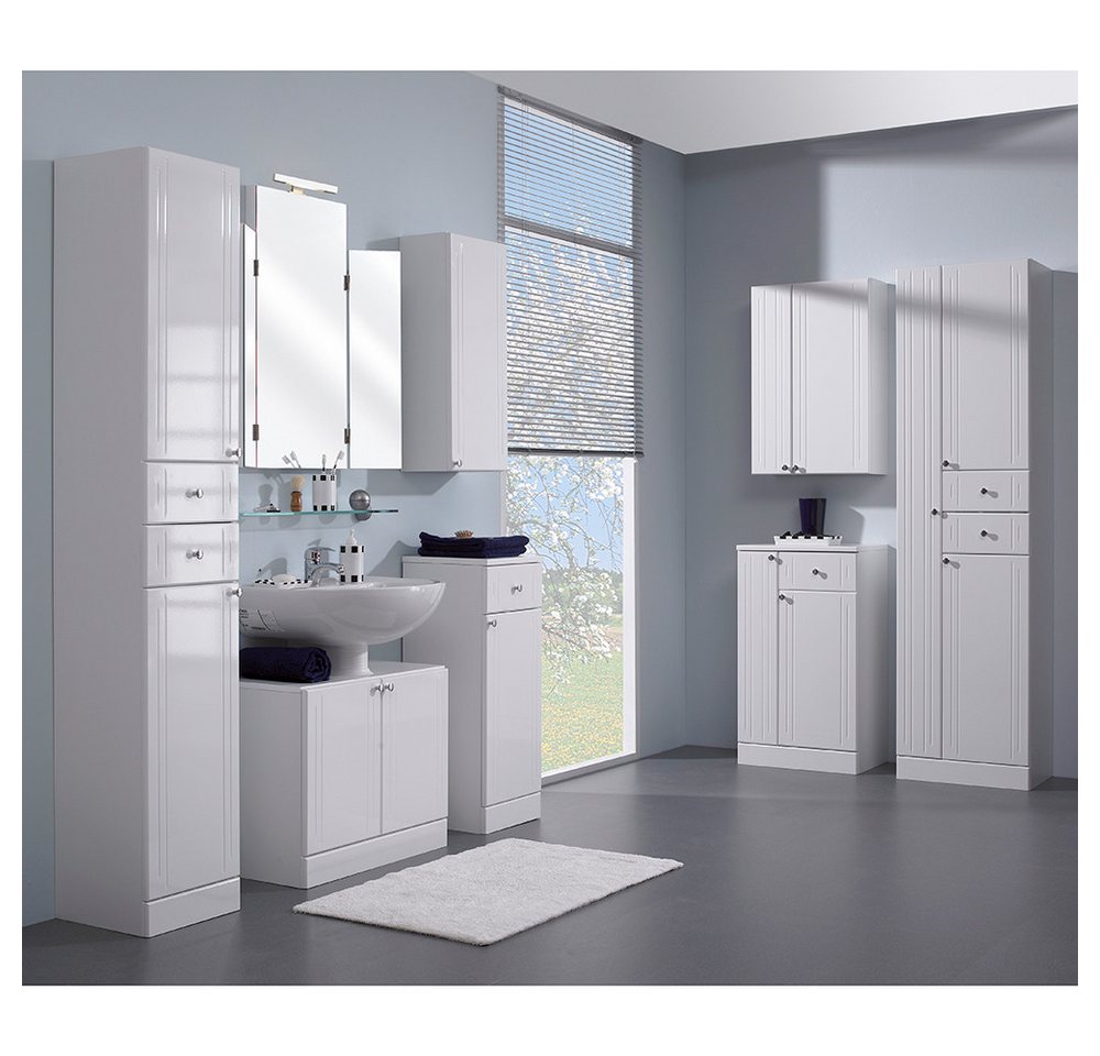 Lomadox Badmöbel-Set NEMI-66, (Spar-Set, 9-St), Badezimmer weiß, Hochglanz inkl. Waschbeckenunterschrank 65 cm von Lomadox
