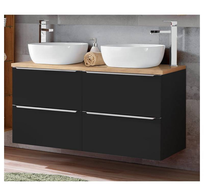 Lomadox Badmöbel-Set TOSKANA-BLACK-56, (Spar-Set, 1-St), Doppelwaschtisch 121 cm anthrazit von Lomadox