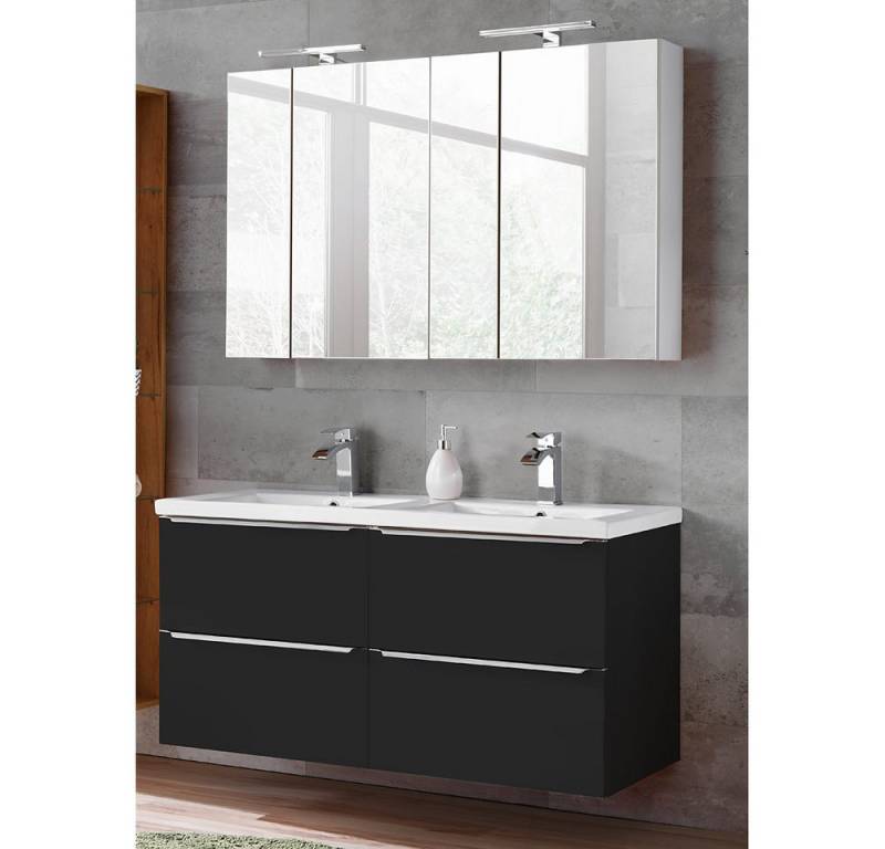 Lomadox Badmöbel-Set TOSKANA-BLACK-56, (Spar-Set, 2-St), anthrazit Doppelwaschtisch Keramik Becken Spiegelschränke 120/190/46cm von Lomadox