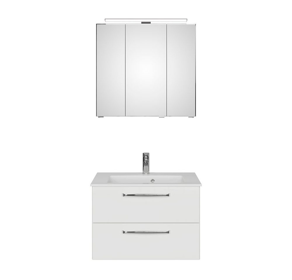 Lomadox Badmöbel-Set TRENTO-66, (Spar-Set, 3-St), weiß Glanz 77/200/50 cm von Lomadox