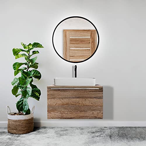 Lomadox Badmöbel Set Vintage Oak Eiche, 80cm Waschtischunterschrank, Keramik Waschbecken, LED-Spiegel von Lomadox