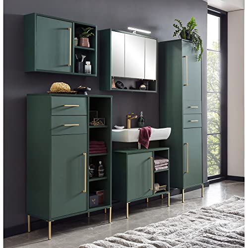 Lomadox Badmöbel Set inkl. Beleuchtung in waldgrün, B/H/T: ca. 207,6/184,3/33,1 cm von Lomadox
