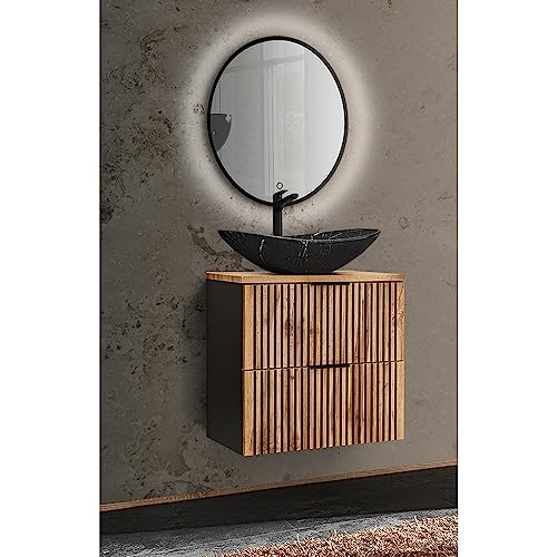 Lomadox Badmöbel Waschplatz Set mit Waschtisch Unterschrank 60 cm LED Spiegel Touch Funktion anthrazit Eiche Nb. schwarz gerillt B/H/T 62/200/46,5 cm Lomadox Badmöbel Waschplatz Set mit Waschtisch Unterschrank 60 cm LED Spiegel Touch Funktion anthrazit Eiche Nb. schwarz gerillt B/H/T 62/200/46,5 cm von Lomadox