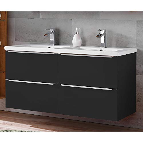 Lomadox Badmöbel Waschtisch Set Waschplatz mit Auszügen grau 120cm inkl. Doppel-Keramik-Waschbecken, seidenmatt anthrazit Lomadox Badmöbel Waschtisch Set Waschplatz mit Auszügen grau 120cm inkl. Doppel-Keramik-Waschbecken, seidenmatt anthrazit von Lomadox