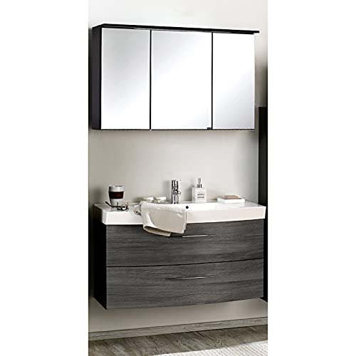 Lomadox Badmöbel Waschtisch Spiegelschrank Set Eiche rauchsilber Graphitgrau & 100cm Waschtisch und LED Spiegelschrank Lomadox Badmöbel Waschtisch Spiegelschrank Set Eiche rauchsilber Graphitgrau & 100cm Waschtisch und LED Spiegelschrank von Lomadox