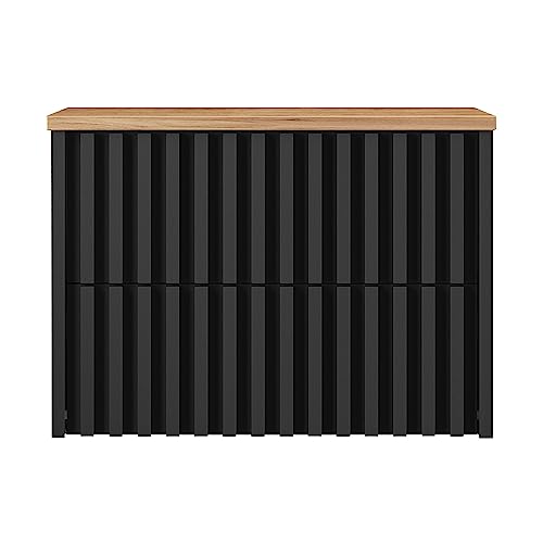 Lomadox Badmöbel Waschtisch Unterschrank 80 cm mit 2 Schubkästen Waschtischplatte Wotan Eiche Nb. in schwarz mit Lamellenfront B/H/T 80,4/58,5/45,5 cm Lomadox Badmöbel Waschtisch Unterschrank 80 cm mit 2 Schubkästen Waschtischplatte Wotan Eiche Nb. in schwarz mit Lamellenfront B/H/T 80,4/58,5/45,5 cm von Lomadox