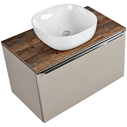 Lomadox Badmöbel Waschtisch-Unterschrank Set 80cm, Taupe mit Vintage Oak Eiche, 40cm Keramik-Waschbecken, 2 Softclose-Schubkästen, B/H/T 80,4/63,5/46 cm Lomadox Badmöbel Waschtisch-Unterschrank Set 80cm, Taupe mit Vintage Oak Eiche, 40cm Keramik-Waschbecken, 2 Softclose-Schubkästen, B/H/T 80,4/63,5/46 cm von Lomadox