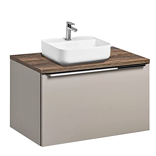Lomadox Badmöbel Waschtisch-Unterschrank Set 80cm, Taupe mit Vintage Oak Eiche, 40cm Keramik-Waschbecken, Softclose-Schubkästen, B/H/T 80,4/62,5/46 cm Lomadox Badmöbel Waschtisch-Unterschrank Set 80cm, Taupe mit Vintage Oak Eiche, 40cm Keramik-Waschbecken, Softclose-Schubkästen, B/H/T 80,4/62,5/46 cm von Lomadox
