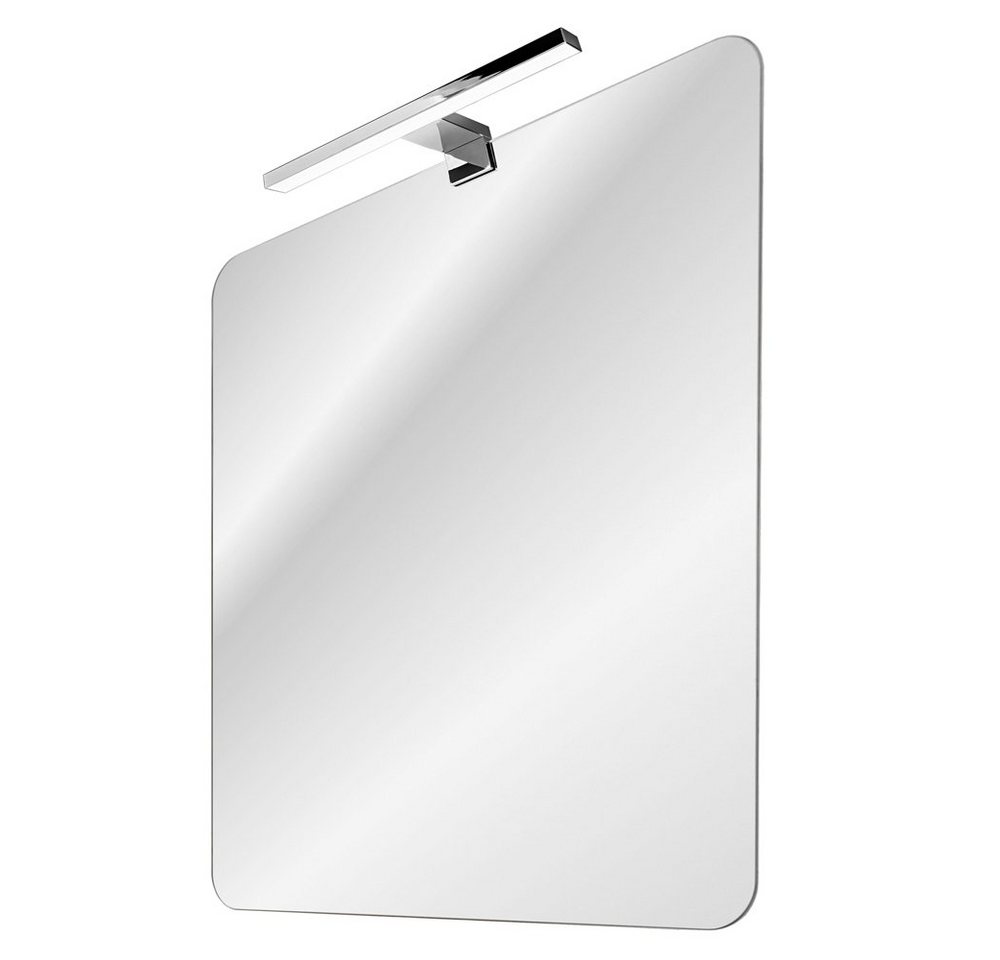 Lomadox Badspiegel ADELAIDE-56-WHITE, mit LED-Aufsatzleuchte (chromfarben) ca. 60x70cm von Lomadox