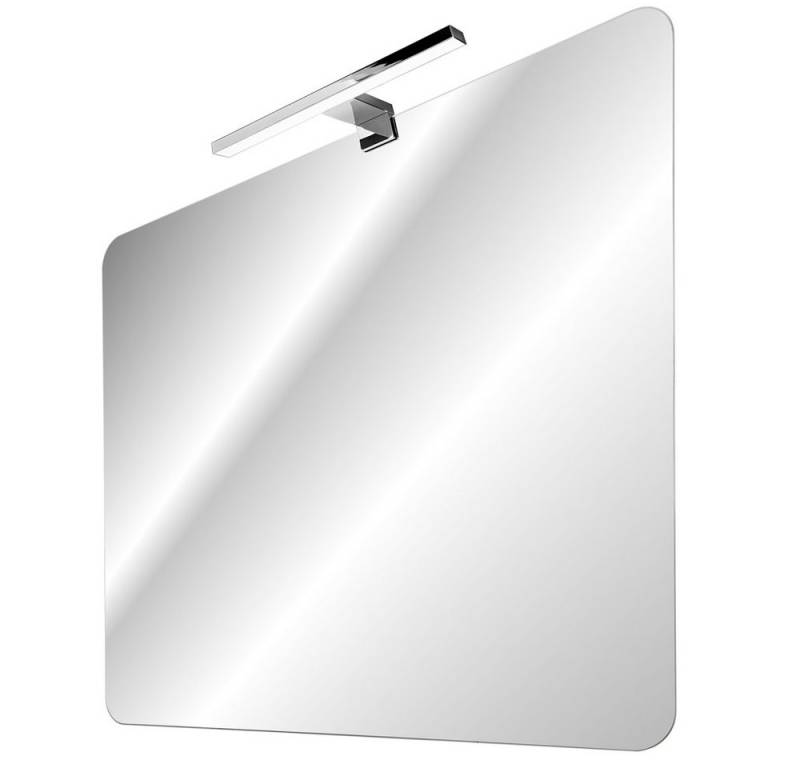 Lomadox Badspiegel MIRROR-56, mit LED-Aufsatzleuchte (chromfarben) ca. 80x70cm von Lomadox