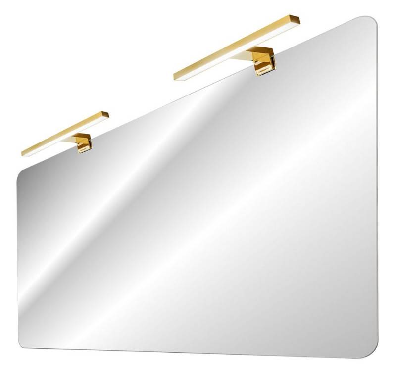 Lomadox Badspiegel ADELAIDE-56-WHITE, mit LED-Aufsatzleuchte (goldfarben) ca. 120x70cm von Lomadox