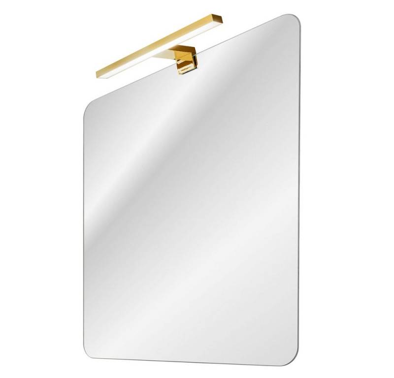 Lomadox Badspiegel MIRROR-56, mit LED-Aufsatzleuchte (goldfarben) ca. 60x70cm von Lomadox