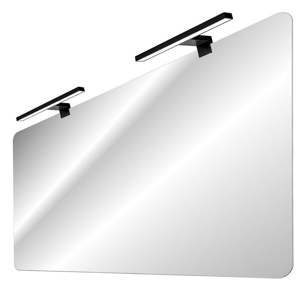 Lomadox Badspiegel ADELAIDE-56-WHITE, mit LED-Aufsatzleuchte (schwarz) ca. 120x70cm von Lomadox