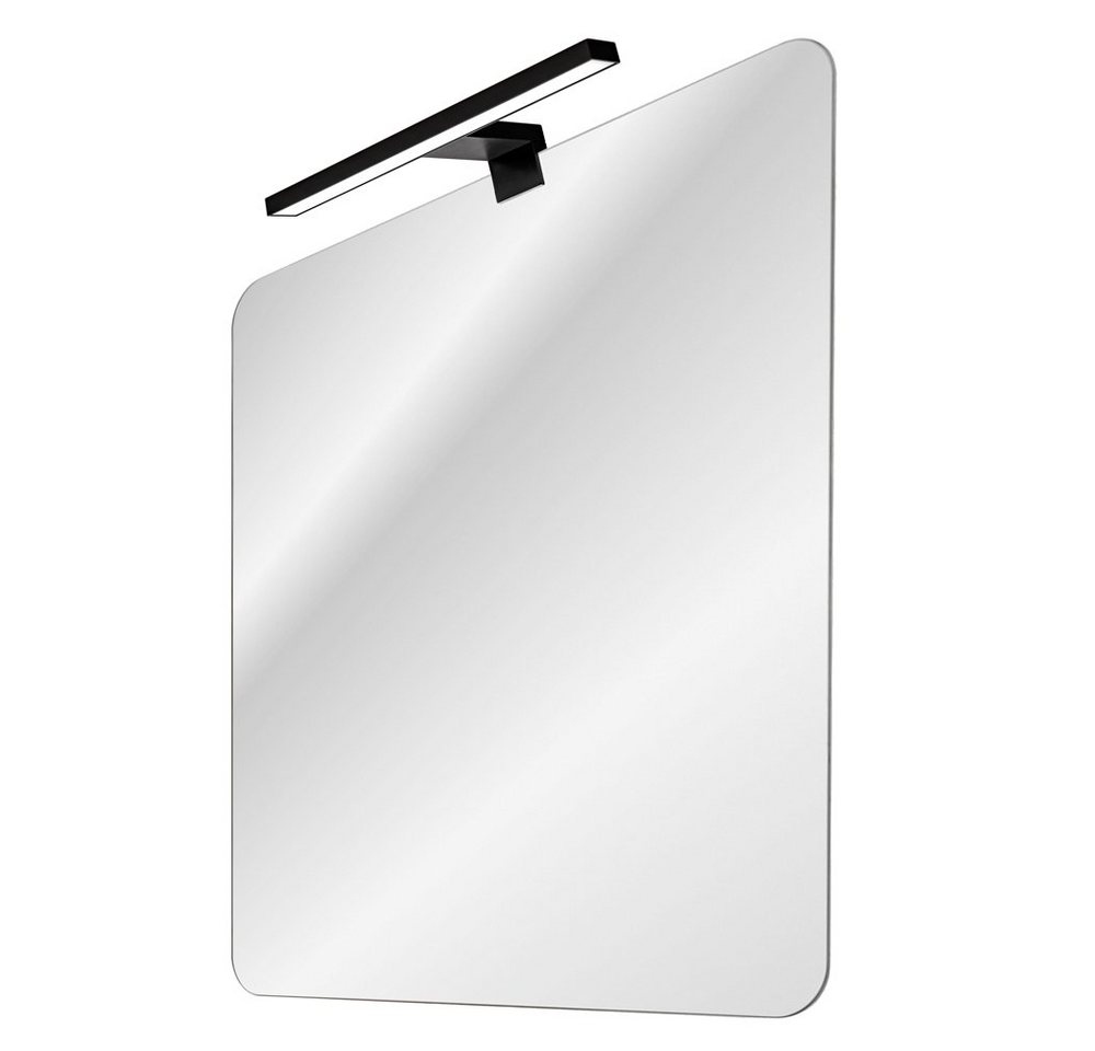 Lomadox Badspiegel ADELAIDE-56-WHITE, mit LED-Aufsatzleuchte (schwarz) ca. 60x70cm von Lomadox