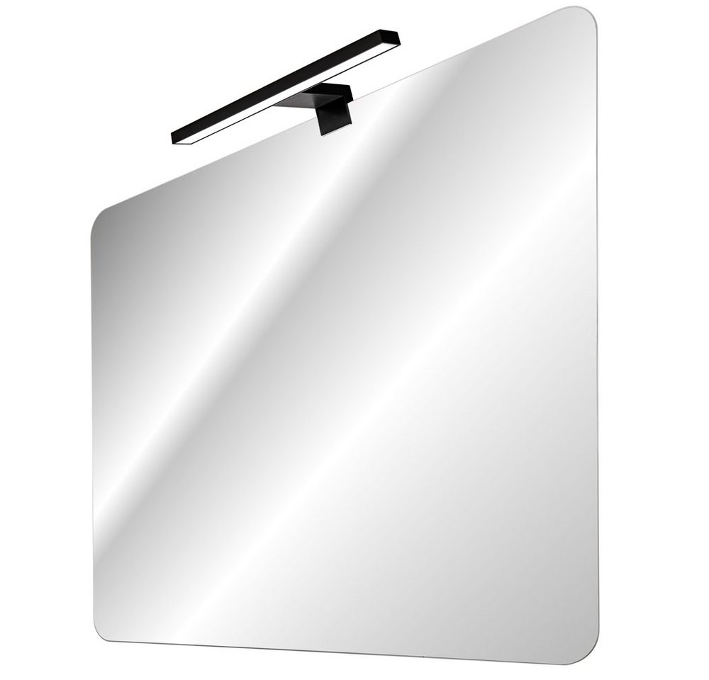 Lomadox Badspiegel MIRROR-56, mit LED-Aufsatzleuchte (schwarz) ca. 80x70cm von Lomadox