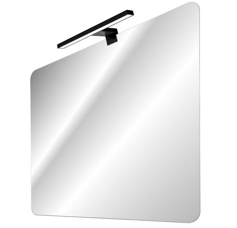 Lomadox Badspiegel MIRROR-56, mit LED-Aufsatzleuchte (schwarz) ca. 80x70cm von Lomadox