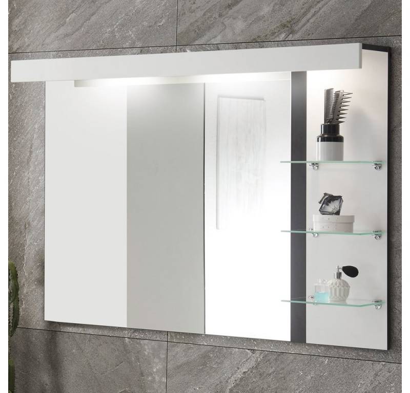Lomadox Badspiegel CHARLESTON-61, weiß mit Absetzungen in schwarz 120/85/20 cm von Lomadox
