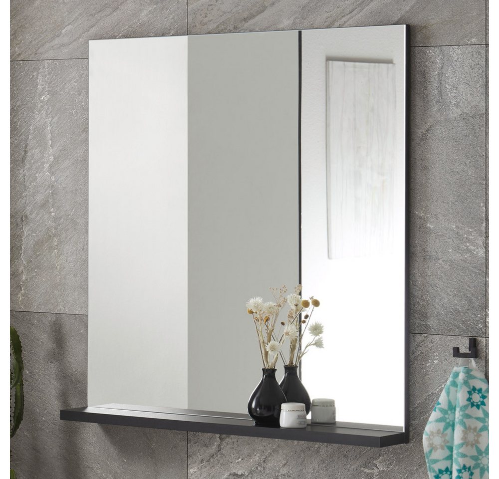 Lomadox Badspiegel CHARLESTON-61, Badezimmerspiegel Wandspiegel Ablage schwarz, B/H/T: ca. 80/85/12 cm von Lomadox