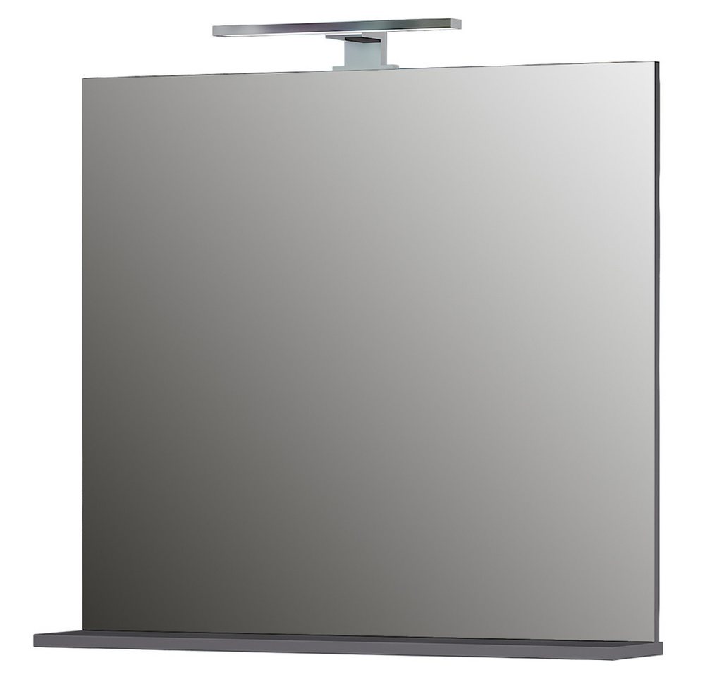 Lomadox Badspiegel MACUL-01, Badezimmer Spiegel Wandspiegel Graphit Beleuchtung - 76x75x15cm von Lomadox