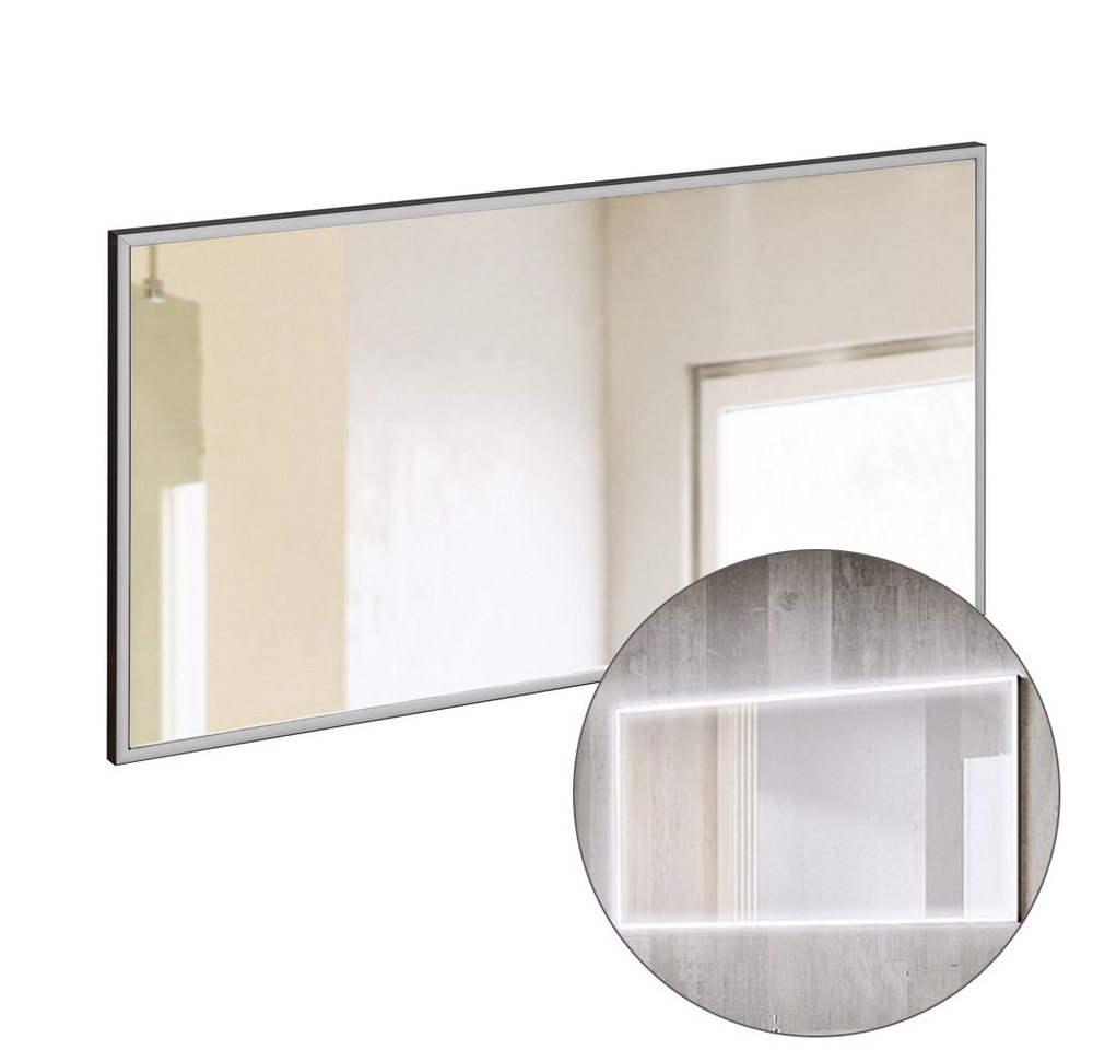 Lomadox Badspiegel, Badezimmer Bad LED Spiegel matt schwarz, B/H/T ca. 123/68/3 cm von Lomadox