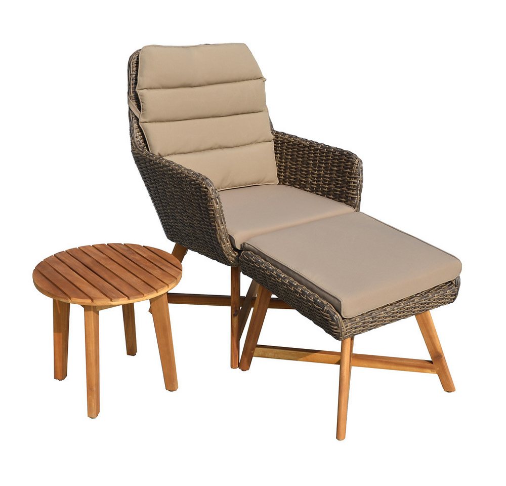 Lomadox Balkonset GARDA-120, Lounge-Set mit Tisch Akazie in coffee, B/H/T: ca. 85/95/65 cm von Lomadox