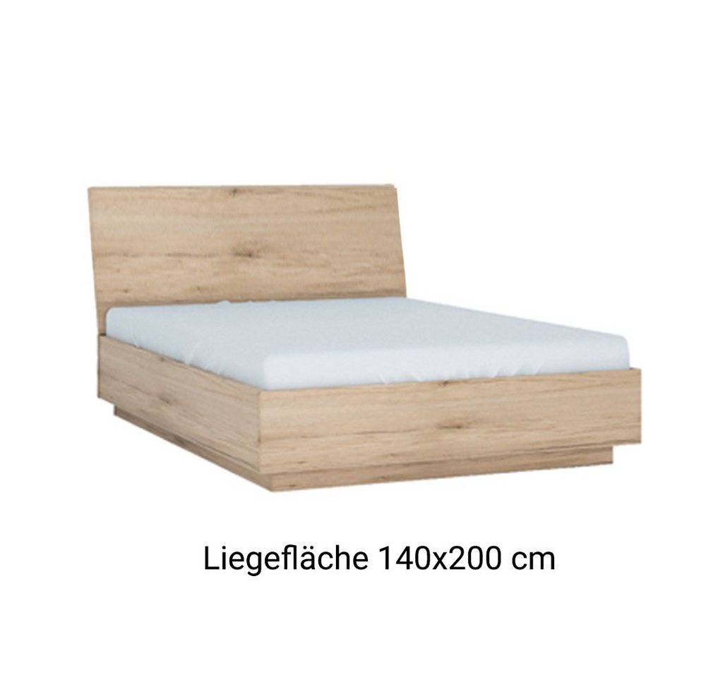 Lomadox Funktionsbett SANFORD-129, San Remo Eiche hell Nb., Bettkasten, Lattenrost klappbar, 140x200 cm von Lomadox