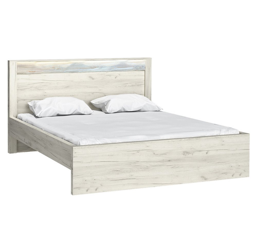 Lomadox Bettgestell INGENIO-161, Doppelbett Ehebett Schlafzimmermöbel modern in Esche weiß von Lomadox