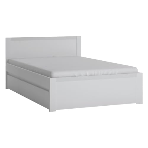 Lomadox Bettgestell weiß Bett Liegefläche 120x200 cm mit Bettschublade Gästebett Links oder rechts montierbar 127x80x205 cm von Lomadox