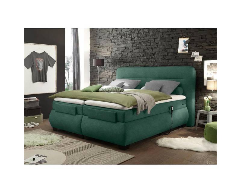 Lomadox Boxspringbett EDIRNE-09, 180x200 cm elektrisch verstellbar, Härtegrad H2, in Uran 21 grün von Lomadox