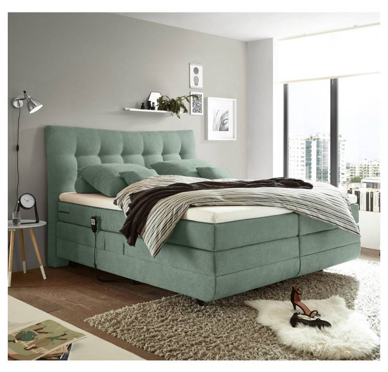 Lomadox Boxspringbett MALIBU-09, mint in 180x200cm mit 7-Zonen-Tonnentaschenfederkern-Matratze von Lomadox