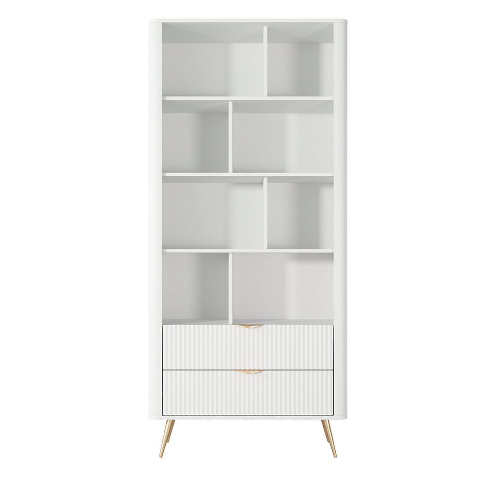 Lomadox Bücherregal LANGON-167, weiß mit Rillenfront, 88,2 cm breit, 2 Schubladen & 8 offene Fächer Lomadox Bücherregal LANGON-167, weiß mit Rillenfront, 88,2 cm breit, 2 Schubladen & 8 offene Fächer von Lomadox