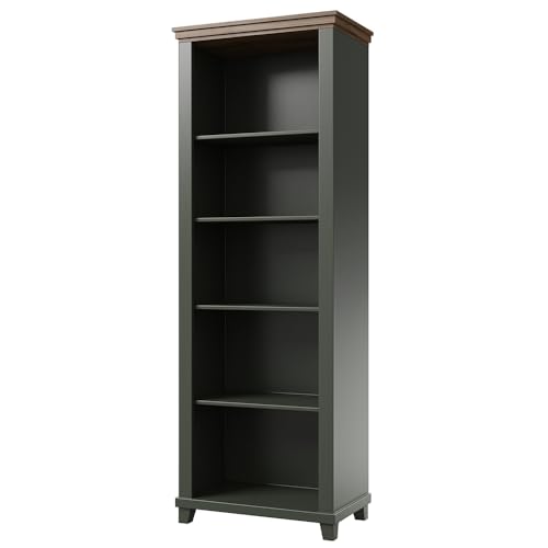 Lomadox Büro Aktenregal 70 cm breit in grün mit Eiche 5 offene Fächer Bücherregal Dekoregal Arbeitszimmer Kanzlei von Lomadox