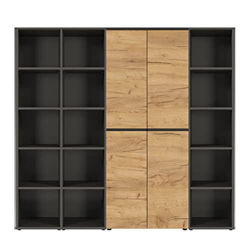 Lomadox Büro Aktenschrank Kombination in Graphit mit Navarra Eiche Nb., B/H/T: ca 215/197/40 cm Lomadox Büro Aktenschrank Kombination in Graphit mit Navarra Eiche Nb., B/H/T: ca 215/197/40 cm von Lomadox