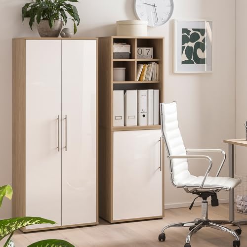 Lomadox Büromöbel Set Eiche mit weiß 2-teilig von Lomadox