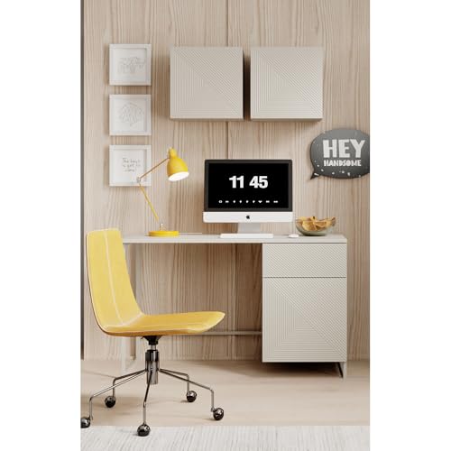 Lomadox Büromöbel-Set Jugendzimmer-Set Kaschmir mit gerillter Front 3-teilig, 2 Hängeschränke, Schreibtisch grifflos, Push-to-Open, Metallgestell kaschmirfarben von Lomadox