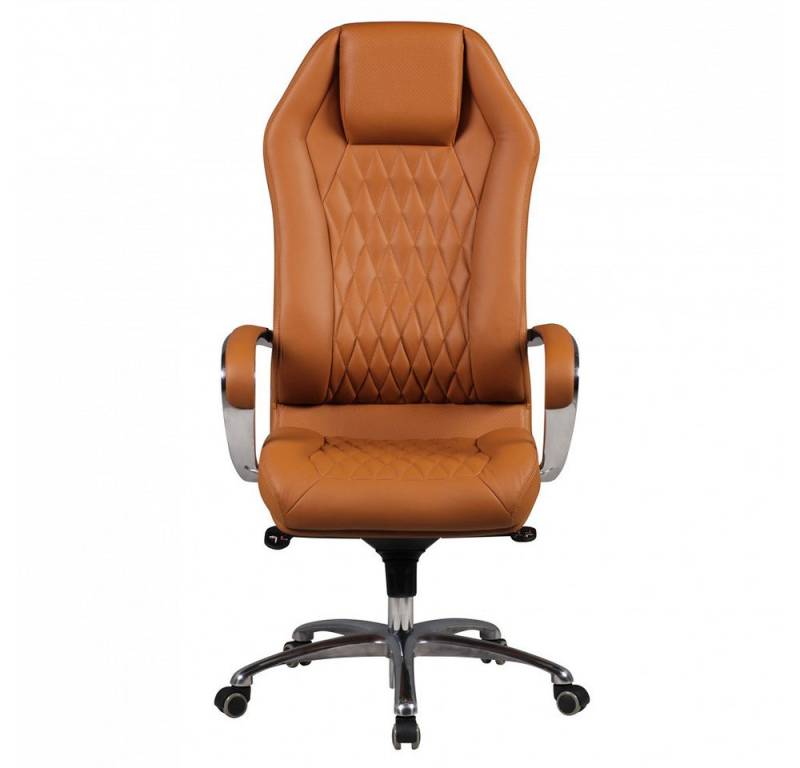 Lomadox Bürostuhl, Echtleder im Rauten-Design in caramel, B/H/T ca. 67/136/53 cm von Lomadox
