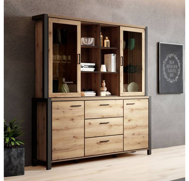 Lomadox Buffet ACCRA-83 in Taurus Eiche Nb. mit LED Beleuchtung 180/200/41 cm von Lomadox