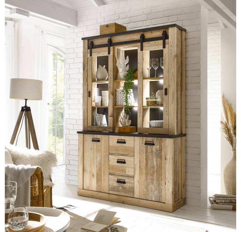 Lomadox Buffet SHELTON-61 Old Style hell Nb. mit anthrazit 133/201/38 cm Lomadox Buffet SHELTON-61 Old Style hell Nb. mit anthrazit 133/201/38 cm von Lomadox