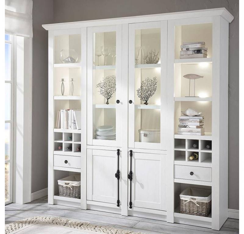 Lomadox Buffet WINGST-61 Pinie weiß Nb. inkl. LED 194x207x45cm von Lomadox