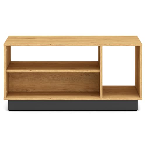 Lomadox Couchtisch, 90 cm breit, 4 offene Fächer & 1 Fester Boden, Eiche mit schwarzem Sockel, Moderner Wohnzimmertisch mit Stauraum Lomadox Couchtisch, 90 cm breit, 4 offene Fächer & 1 Fester Boden, Eiche mit schwarzem Sockel, Moderner Wohnzimmertisch mit Stauraum von Lomadox