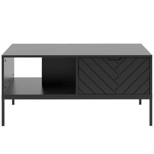 Lomadox Couchtisch Wohnzimmertisch Konsolentisch Beistelltisch ca. 104 cm breit in schwarz matt mit Fischgrät Dekor von Lomadox